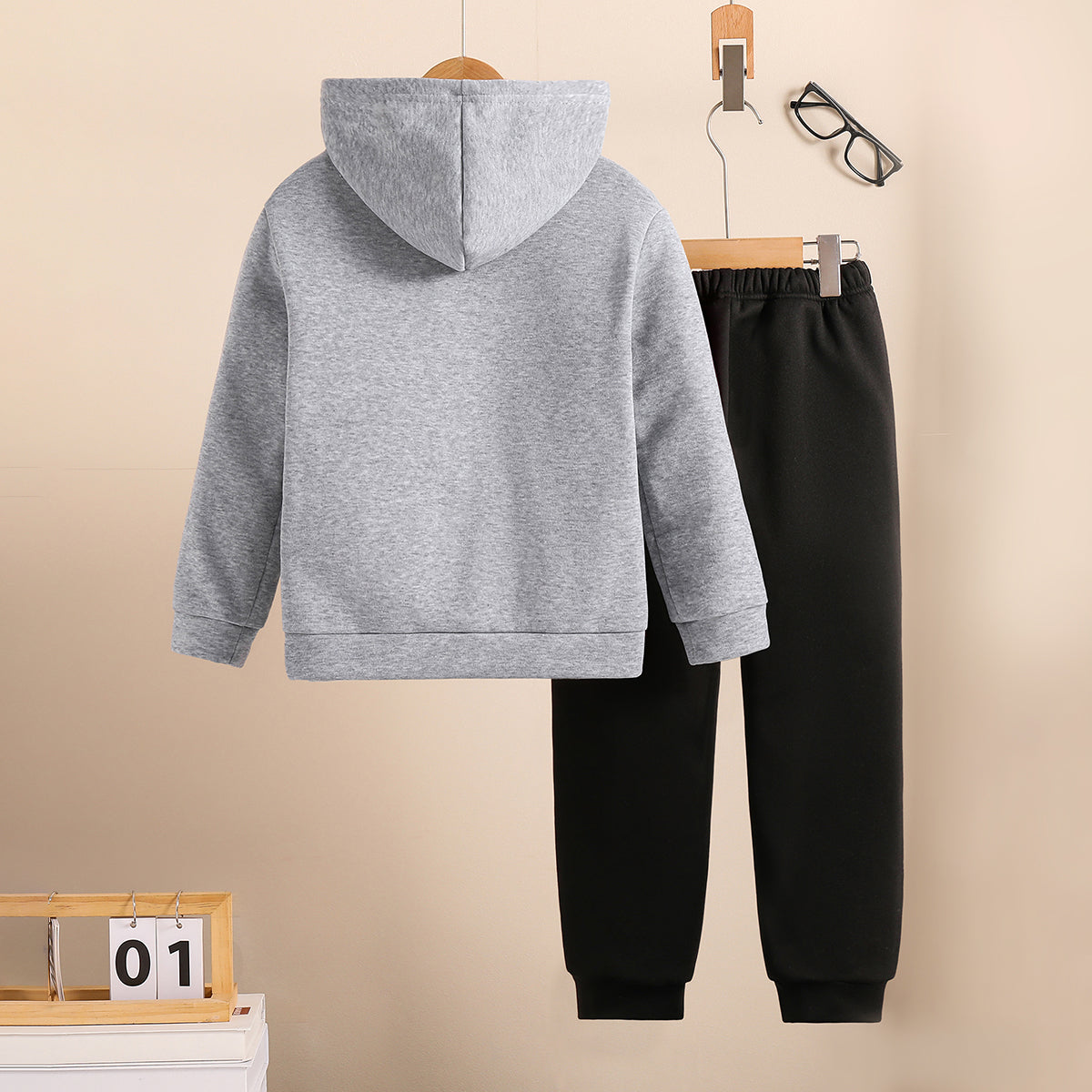 Boys Grey Soccer Printed Sweatshirt with Joggers Set Sets