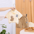 Boys Apricot Cat Applique Short Sleeves Shirt With Shorts Set 2 pc. Sets Apricot 1-2 Y
