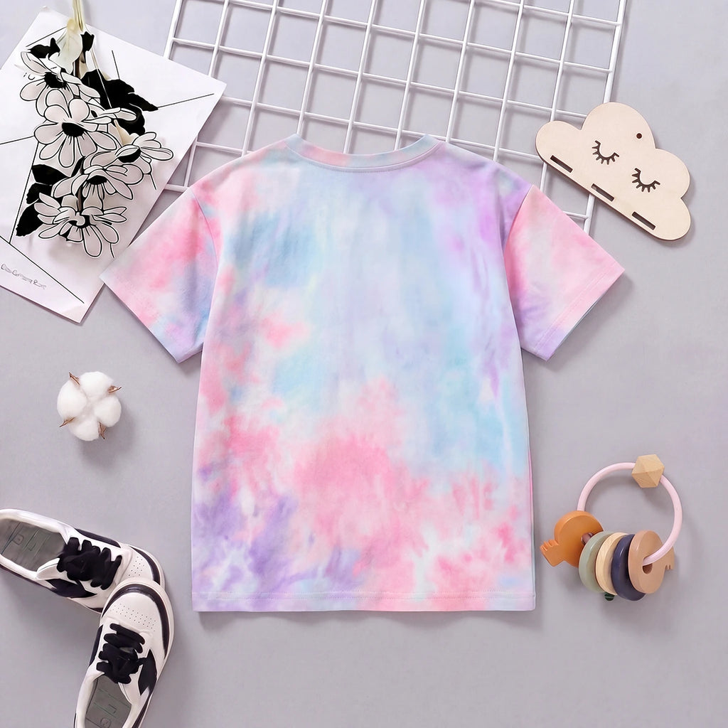 Boys Blue Short Sleeve Tie & Dye Graphic T-Shirt Tshirts