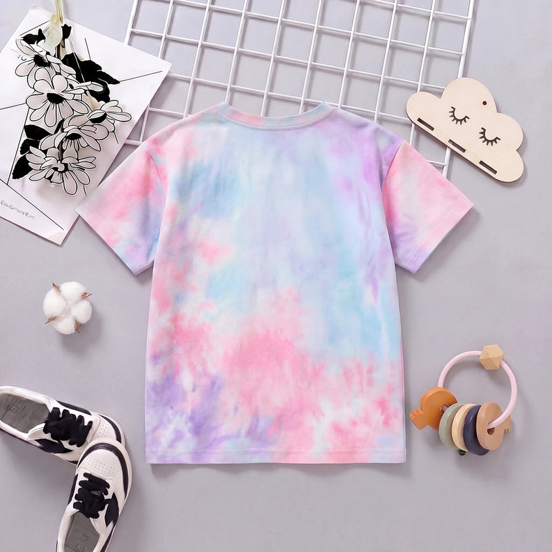 Boys Blue Short Sleeve Tie & Dye Graphic T-Shirt Tshirts