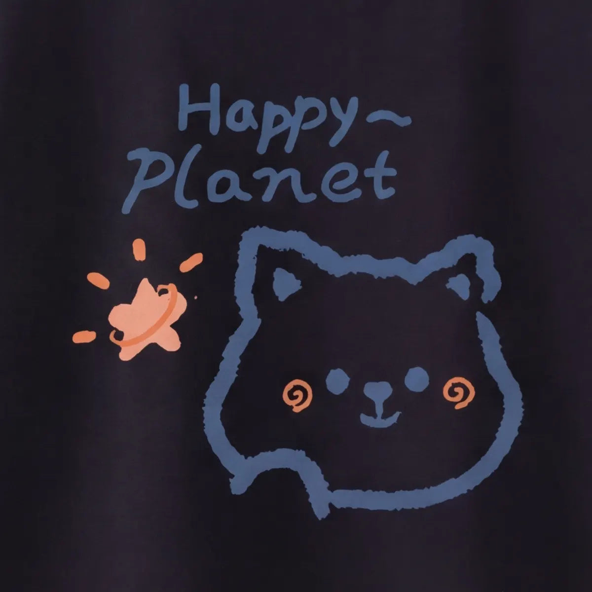Girls Black Happy Planet Typography Print Short Sleeve T-Shirt Tshirts