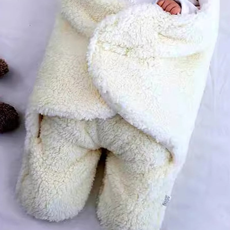 Baby White Bear-Ear Hooded Plush Swaddle Trending Accessories