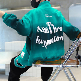 Boys Green Printed Front Open Sweatshirt With Pants Sets 2 pc. Sets