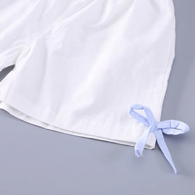 Girls Light Blue Flower Applique Ruffle Top With Shorts Set Sets