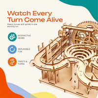3D Wooden Marble Run - Laser-Cut Mechanical Model Kit with Steel Marbles Trending Accessories