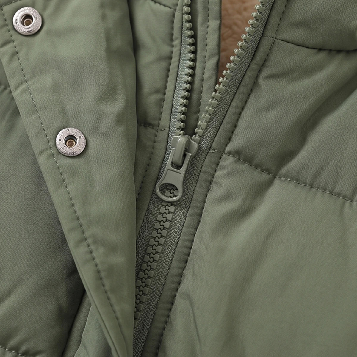 Boys Army Green Fleece-Lined Hooded Puffer Jacket Coats & Jackets
