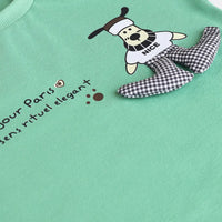 Boys Green Cartoon Characters Printed T-Shirt With Twill Shorts Sets 2 pc. Sets