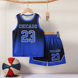 Boys Blue Chicago Print Sleeveless T-Shirt With Shorts Set