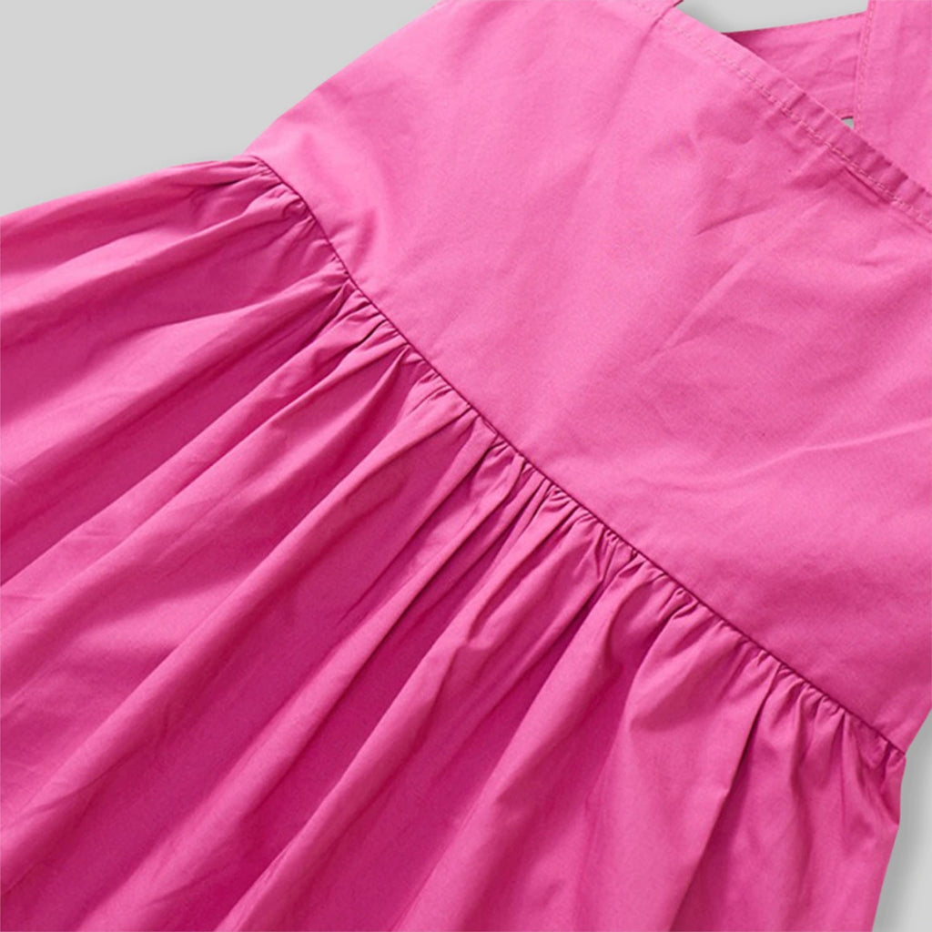 Girls Pink Crisscross Back Sleeveless A-Line Casual Dress Casual Dresses
