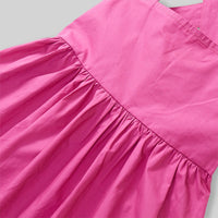 Girls Pink Crisscross Back Sleeveless A-Line Casual Dress Casual Dresses
