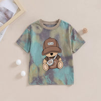 Boys Multicolor Bear Print Short Sleeve T-Shirt Tshirts Multicolor 3-4 Y