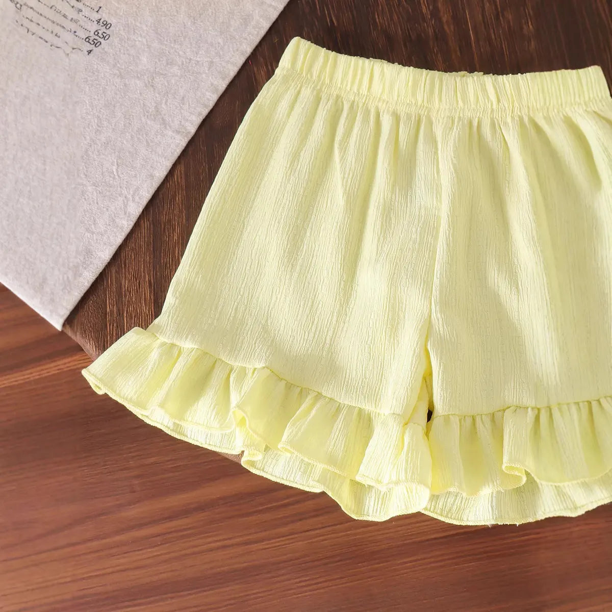 Girls Yellow Textured Sleeveless Top With Shorts Sets 2 pc. Sets