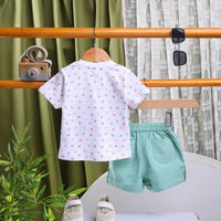 Boys Multicolor Star Printed T-Shirt With Sea Green Shorts Sets Sets