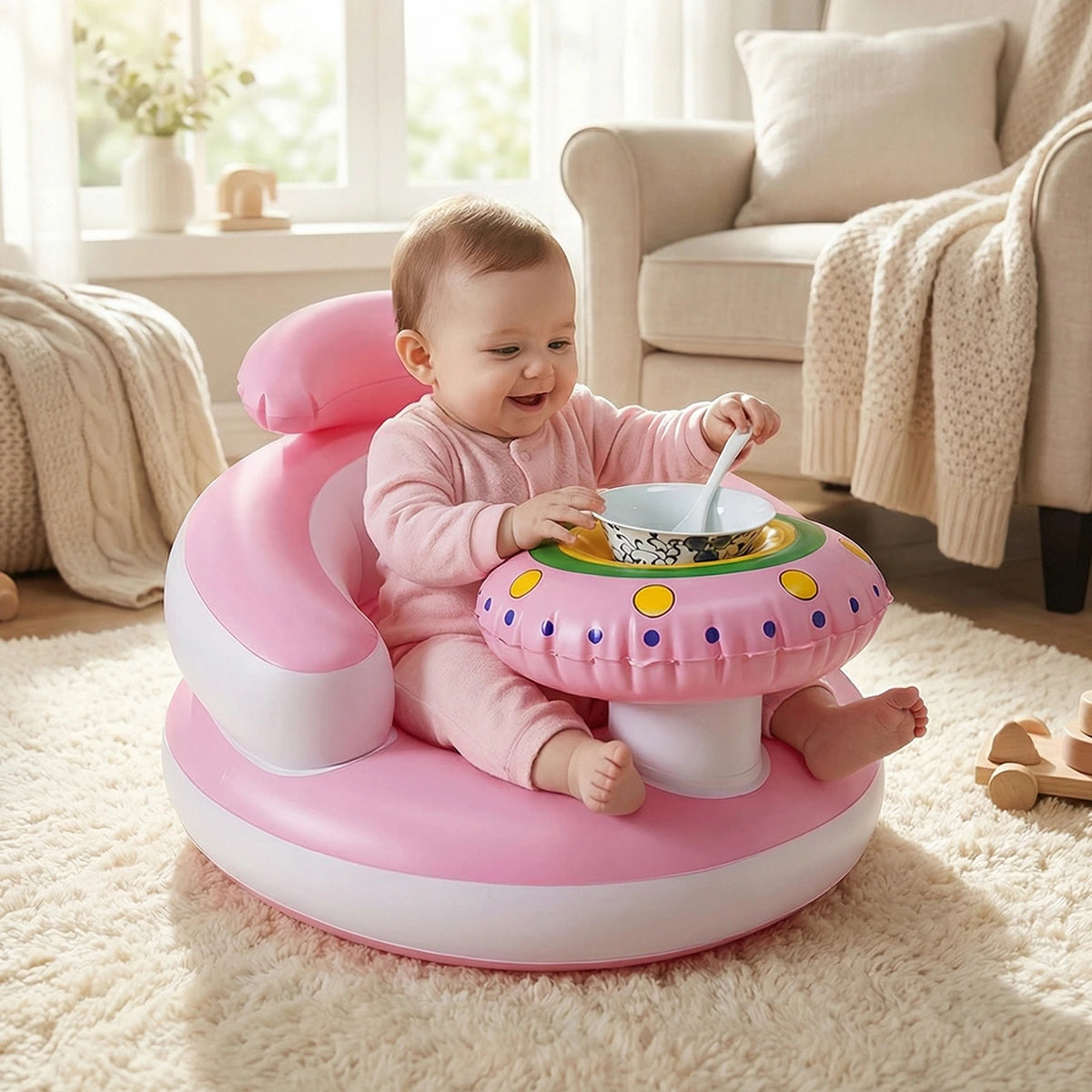 Inflatable Baby Seat with Built-In Air Pump Portable Support Chair for Learning to Sit Trending Accessories
