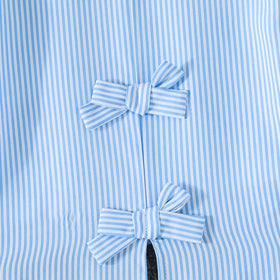 Girls Light Blue Stripes High-low Hem Top With Pants Co-ord Sets Sets