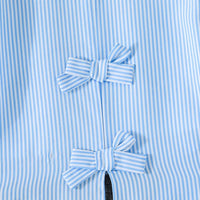 Girls Light Blue Stripes High-low Hem Top With Pants Co-ord Sets Sets