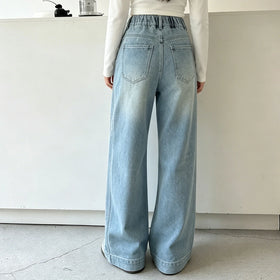 Girls Blue Embellished Relaxed Fit Denim Jeans Pants