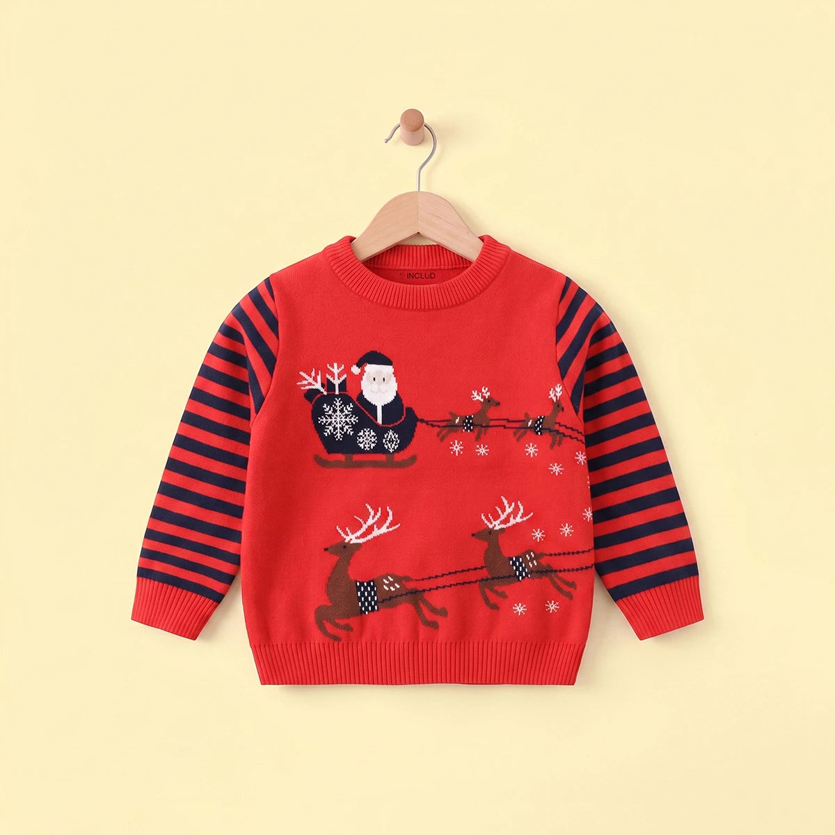 Boys Red Self-Design Christmas Themed Knitted Sweater Sweaters & Cardigans Red 2-3 Y