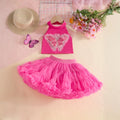 Girls Fuchsia Butterfly Applique Halter Top With Tiered Tulle Tutu Skirt Sets Sets Fuchsia 2-3 Y