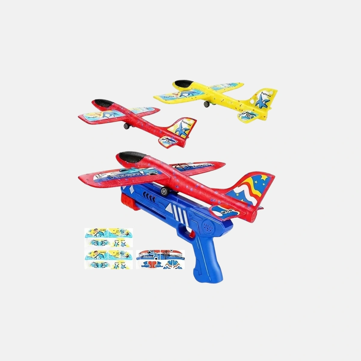 Kids Blue Airplane Launcher Gun with Foam Planes Trending Accessories