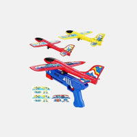 Kids Blue Airplane Launcher Gun with Foam Planes Trending Accessories