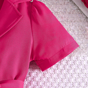Girls Fuchsia Puff Sleeve Top With Elasticated Pants Sets 2 pc. Sets