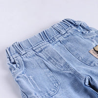 Girls Green Stripes Short Sleeve Shirt With Denim Capri Sets 2 pc. Sets
