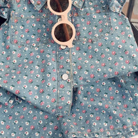 Girls Blue Floral Print Top With Elasticated Shorts Sets 2 pc. Sets