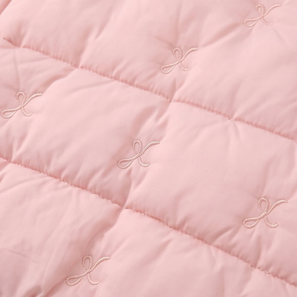 Girls Light Pink Embroidered Long Sleeve Jacket Coats & Jackets