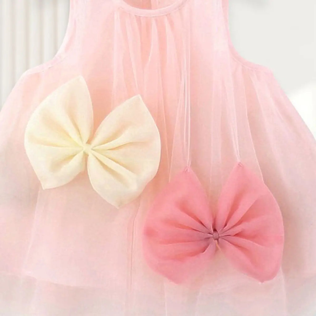 Girls Pink Bow Detailed A-Line Dress Casual Dresses