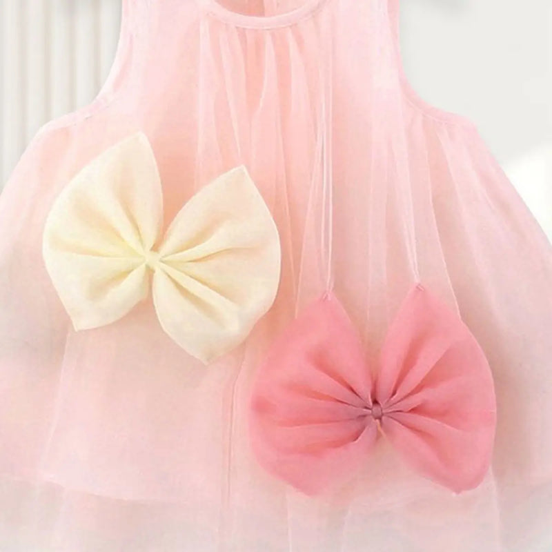 Girls Pink Bow Detailed A-Line Dress Casual Dresses