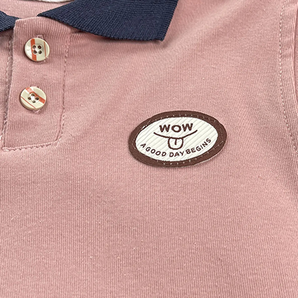 Boys Dark Pink Sleeveless Polo-T-Shirt With Cargo Shorts Sets Sets