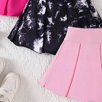 Girls Multicolor Bow Print Pleated Skorts Pack Of 3 Skirts