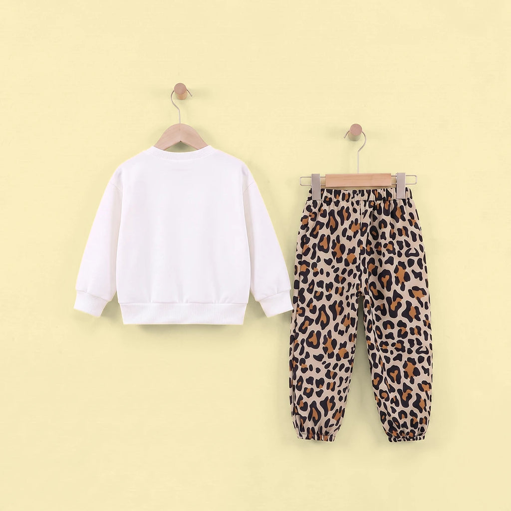 Girls White Floral Long Sleeve Sweatshirt With Pants Sets 2 pc. Sets