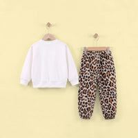 Girls White Floral Long Sleeve Sweatshirt With Pants Sets 2 pc. Sets