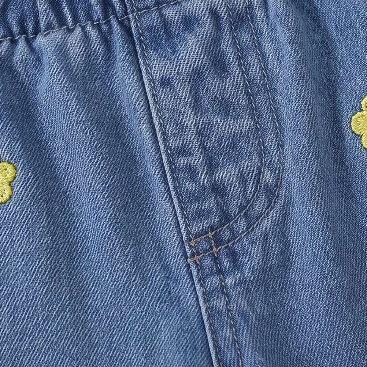 Girls Blue Floral Embroidered Jeans Jeans