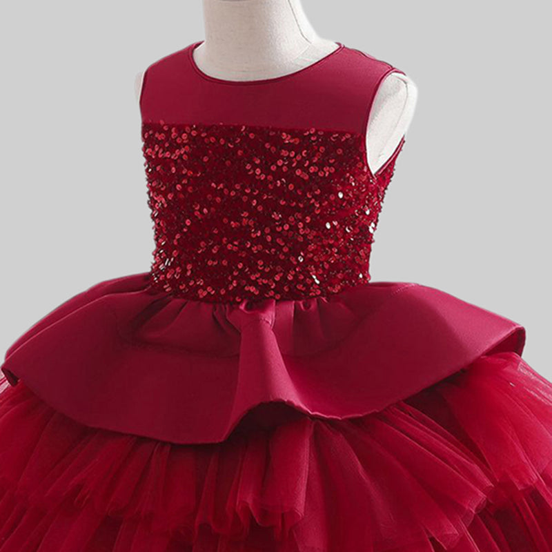 Girls Sequins Embellished Fit & Flare Party Wear Dress Party Dresses   