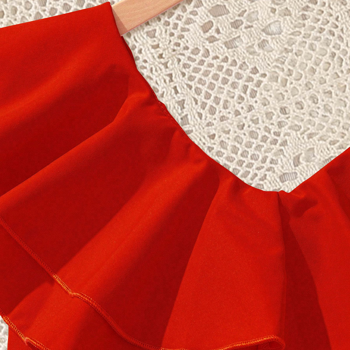Girls Red Solid Sleeveless Fit And Flared Midi Dress Casual Dresses
