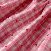 Girls Red Checked A-line Dress With Bow & Lace Trim Casual Dresses