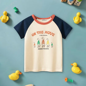 Girls Printed Raglan Sleeve Casual T-shirt Tshirts Blue 1-2 Y 
