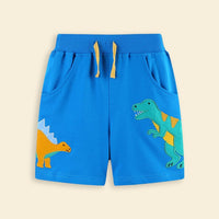 Boys Dinosaur Embroidery Rib Waist Shorts Shorts   