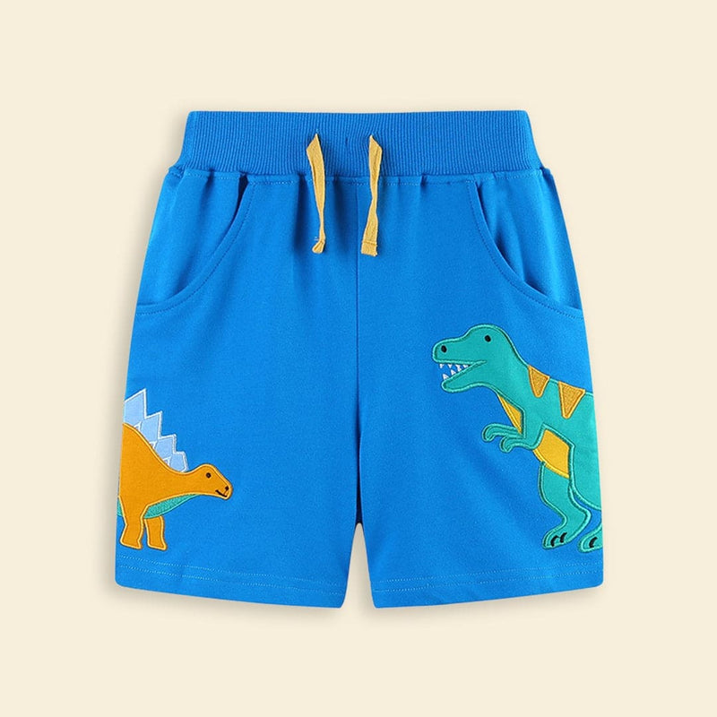 Boys Dinosaur Embroidery Rib Waist Shorts Shorts   