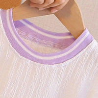 Girls Embroidered Puff Sleeves Top With Purple Bloomer-style Short Sets Sets