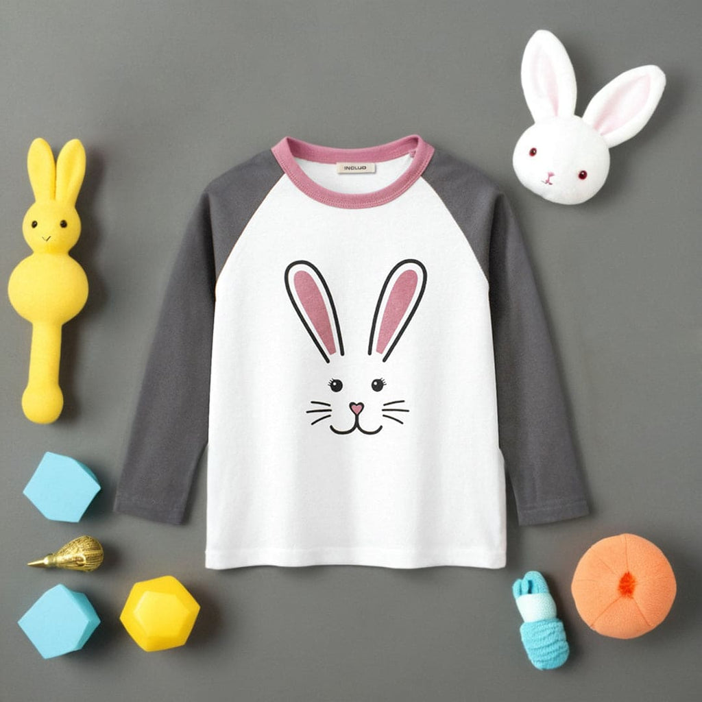 Girls Rabbit Print Long Sleeves T-Shirt