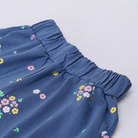 Girls Yellow Heart Graphic Puff Sleeve Top With Floral Shorts Sets Sets