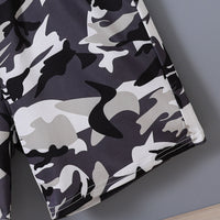 Boys White Short Sleeve Camouflage Printed T-Shirt With Shorts Set 2 pc. Sets
