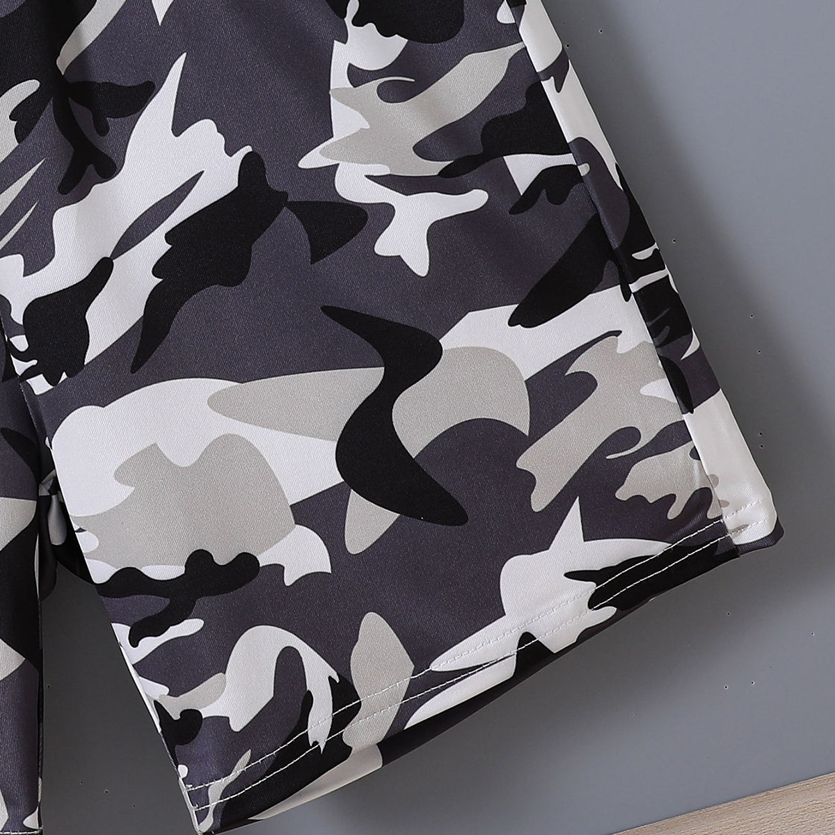 Boys White Short Sleeve Camouflage Printed T-Shirt With Shorts Set 2 pc. Sets