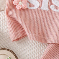 Girls Peach Floral Applique Short Sleeve T-Shirt With Shorts Sets 2 pc. Sets