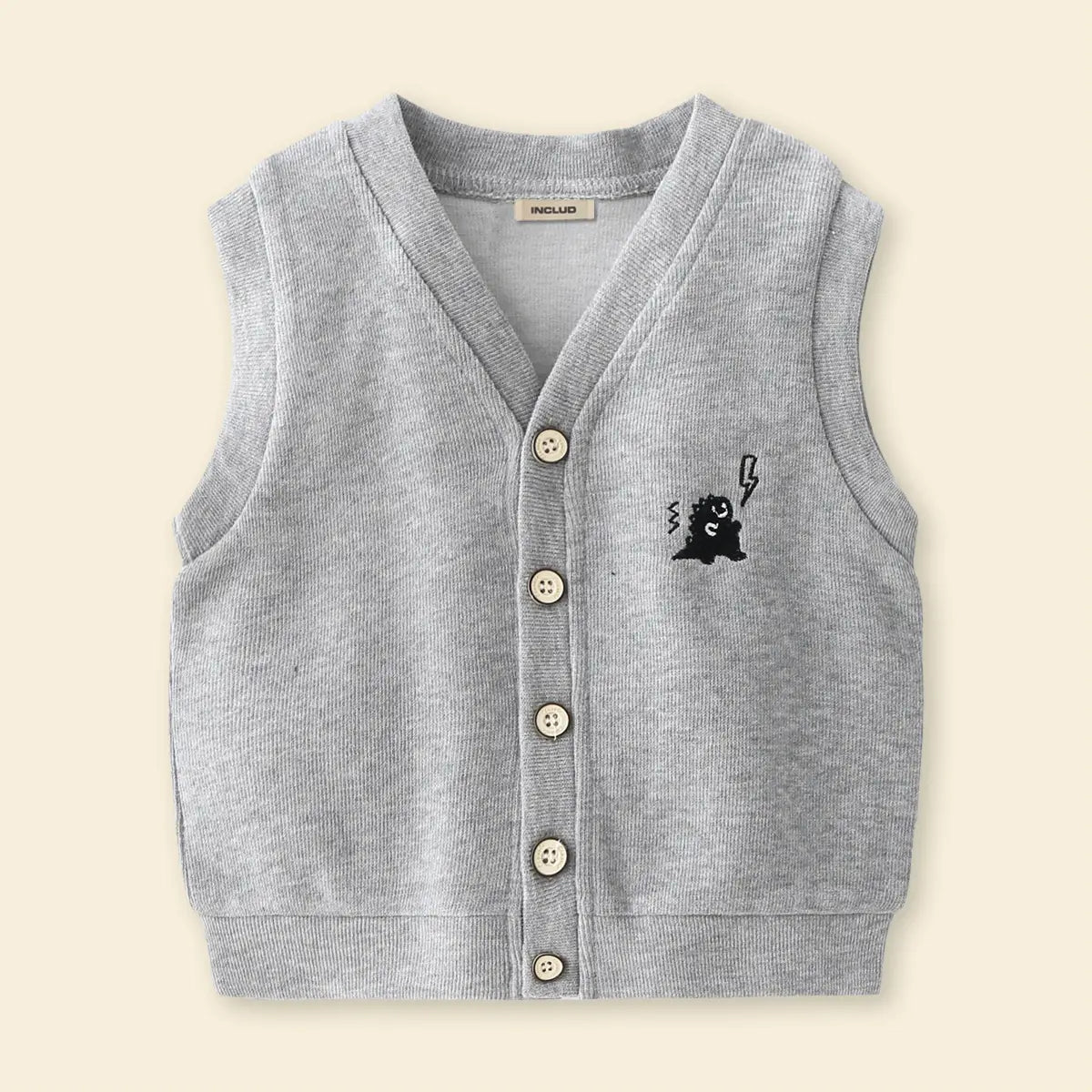 Boys Grey Self-Design Sleeveless Knitted Cardigan Sweaters & Cardigans