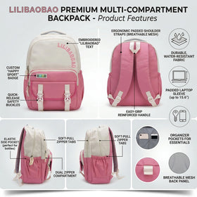 Girls Pink Lilibao School Backpack Trending Accessories